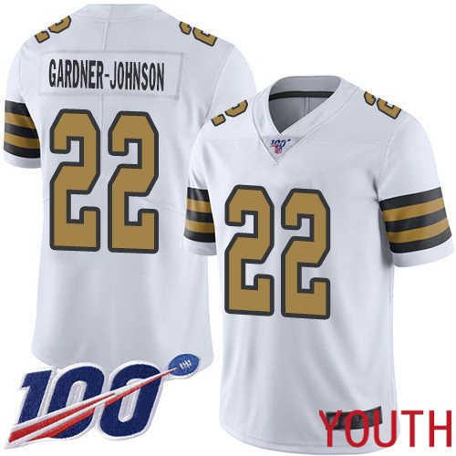 New Orleans Saints Limited White Youth Chauncey Gardner Johnson Jersey NFL Football 22 100th Season Rush Vapor Untouchable Jersey